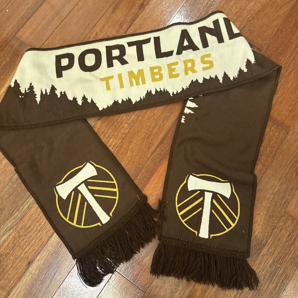Ruffneck Portland Timbers MLS Soccer Scarf Brown And Gold Knit Fringe